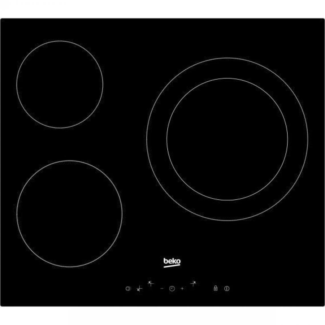 Beko Table De Cuisson Vitrocéramique 60cm 3 Feux 5700w Noir - Hic63402t - ...