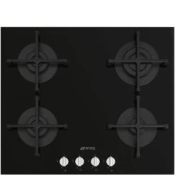 Smeg PV264N Plaque De Gaz 7300W 240V 60Hz 4 Brûleurs Verre Noir