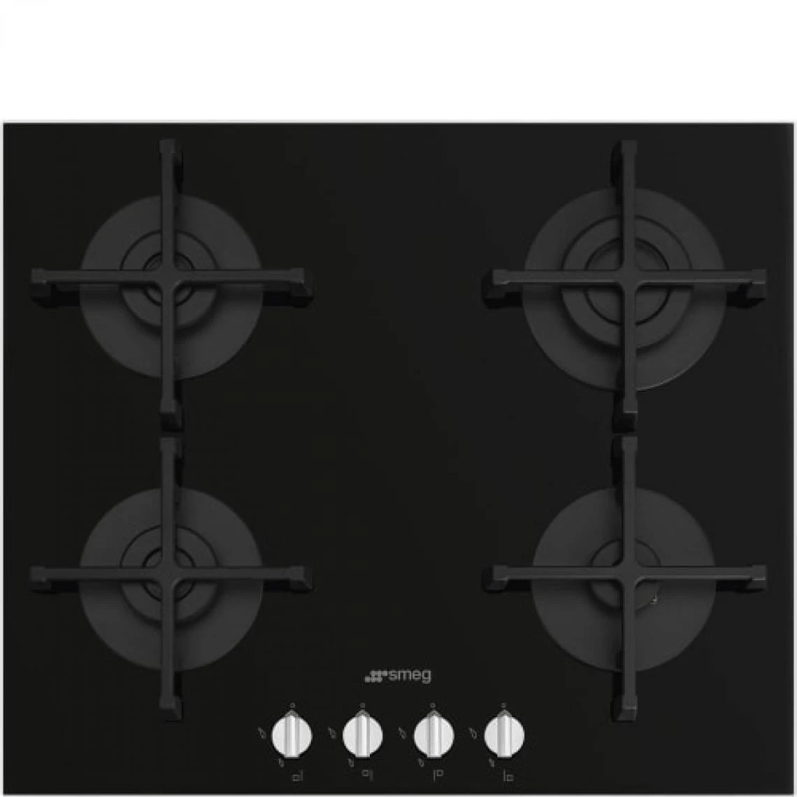 Smeg PV264N Plaque De Gaz 7300W 240V 60Hz 4 Brûleurs Verre Noir