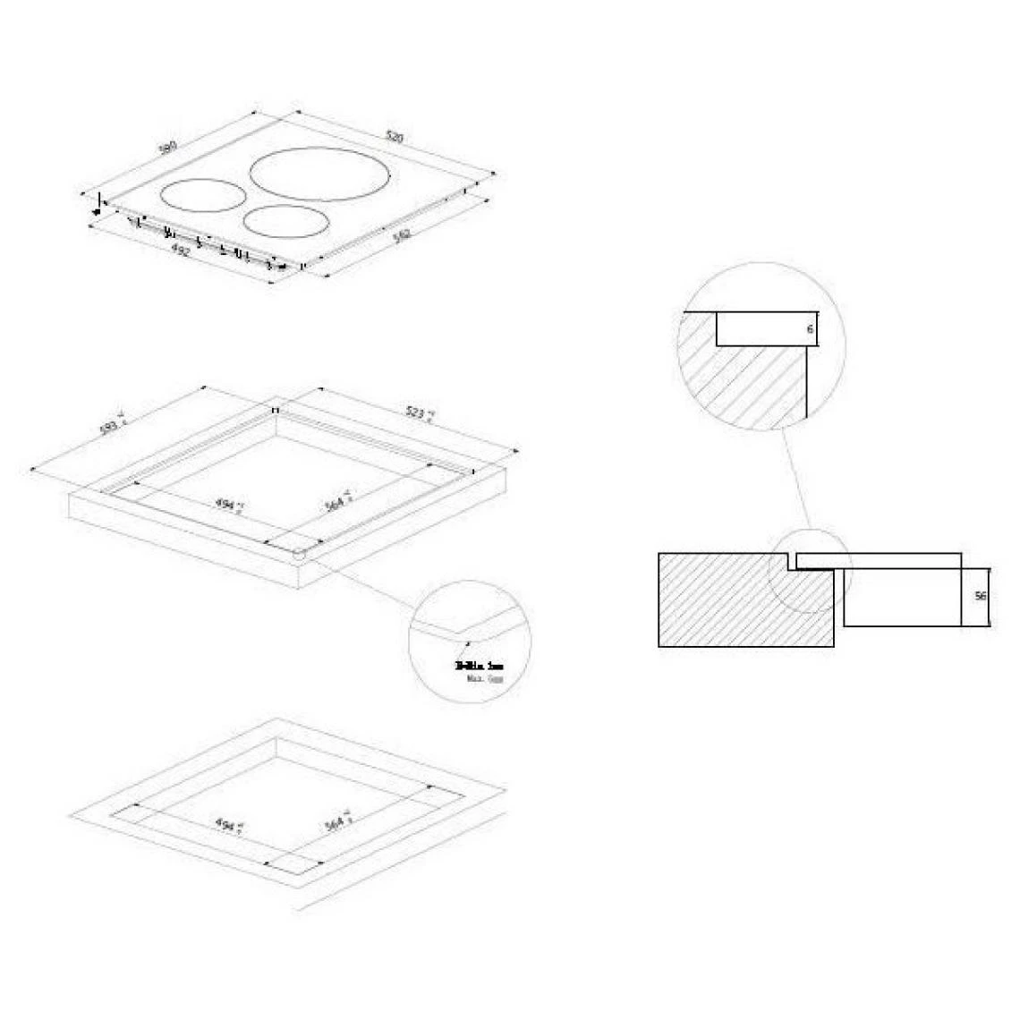 ROSIERES RCM634TPS/G3 - Plaque De Cuisson Induction - 3 Zones - 60cm -... – Image 3