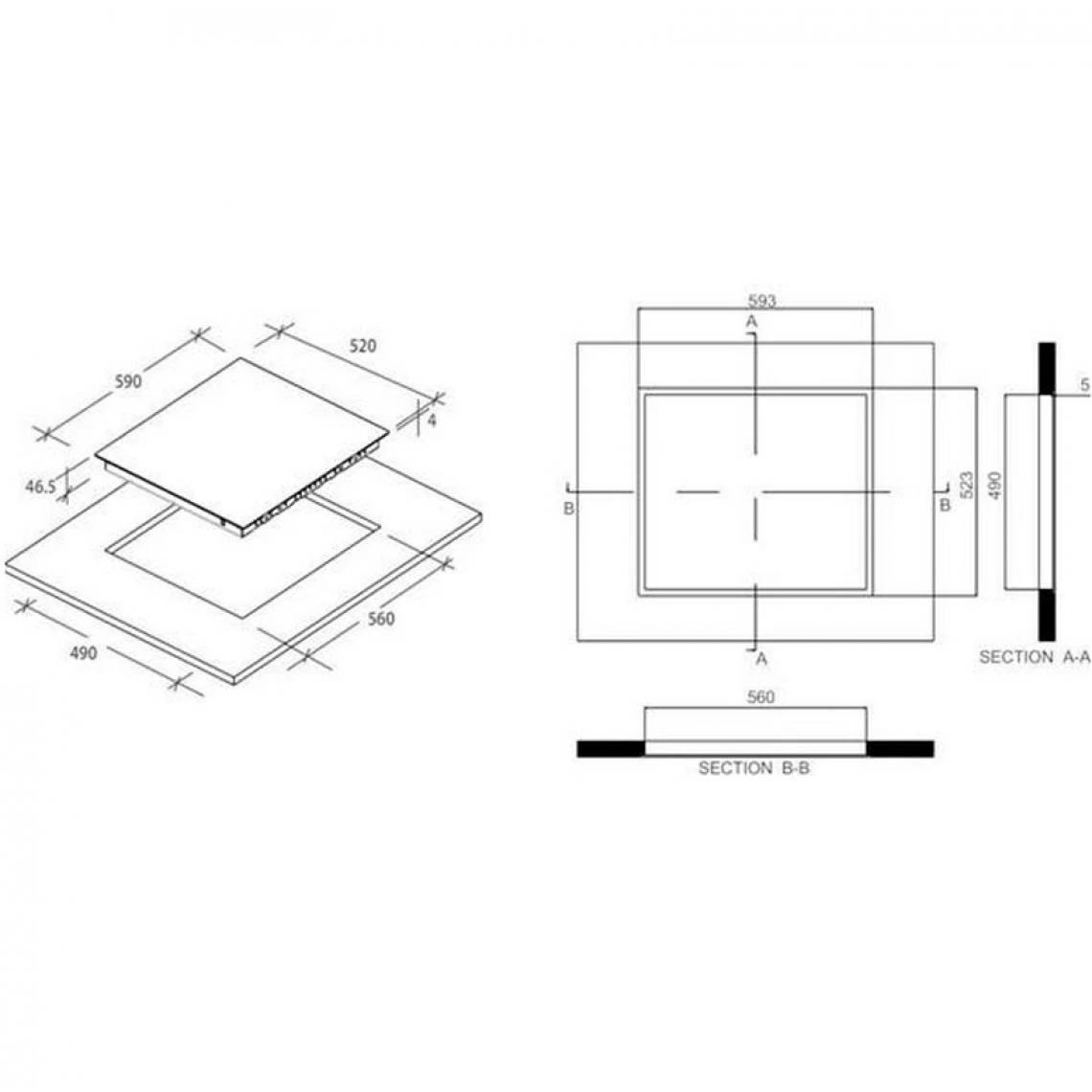 Rosieres Table De Cuisson Vitrocéramique 59cm 4 Feux 6500w Noir - Rh64dbcp/2 -... – Image 2