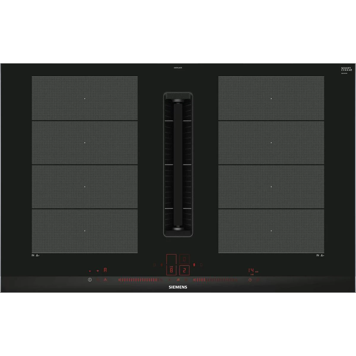 Siemens Table De Cuisson Aspirante Induction 80cm 4 Feux 7400w Noir - Ex875lx6...