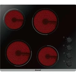 Table De Cuisson Vitrocéramique 4 Feux 6000w Noir - Bpv6410b - BRANDT