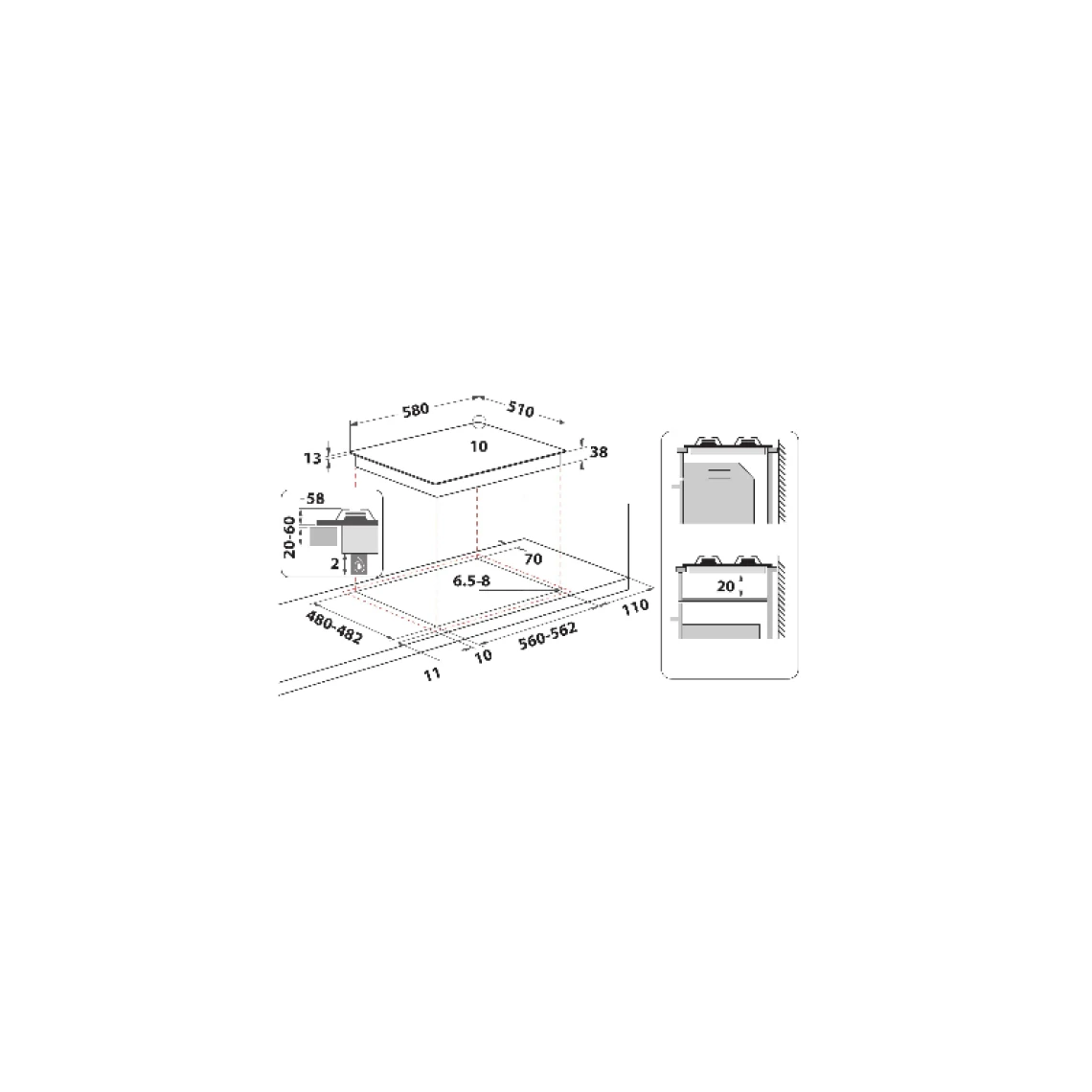 Table De Cuisson Gaz WHIRLPOOL INTEGRABLE TGML650NB – Image 2