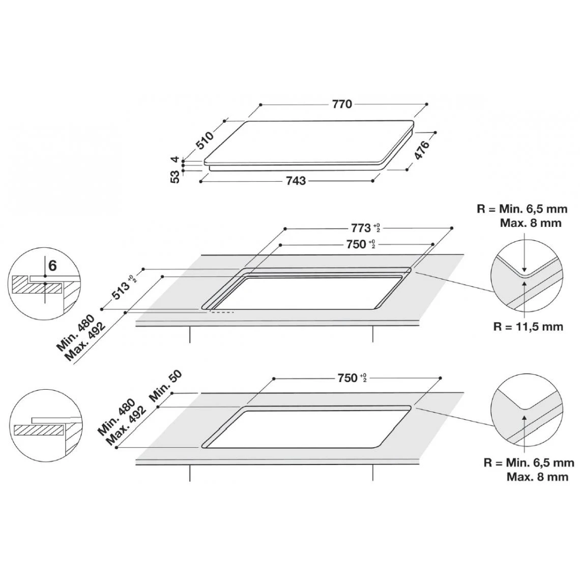Whirlpool Table De Cuisson Induction 77cm 8 Feux 7400w Noir - Smp778cneixl - WHI... – Image 5