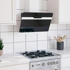 VidaXL Hotte Murale 60 Cm Acier Et Verre Trempé Noir