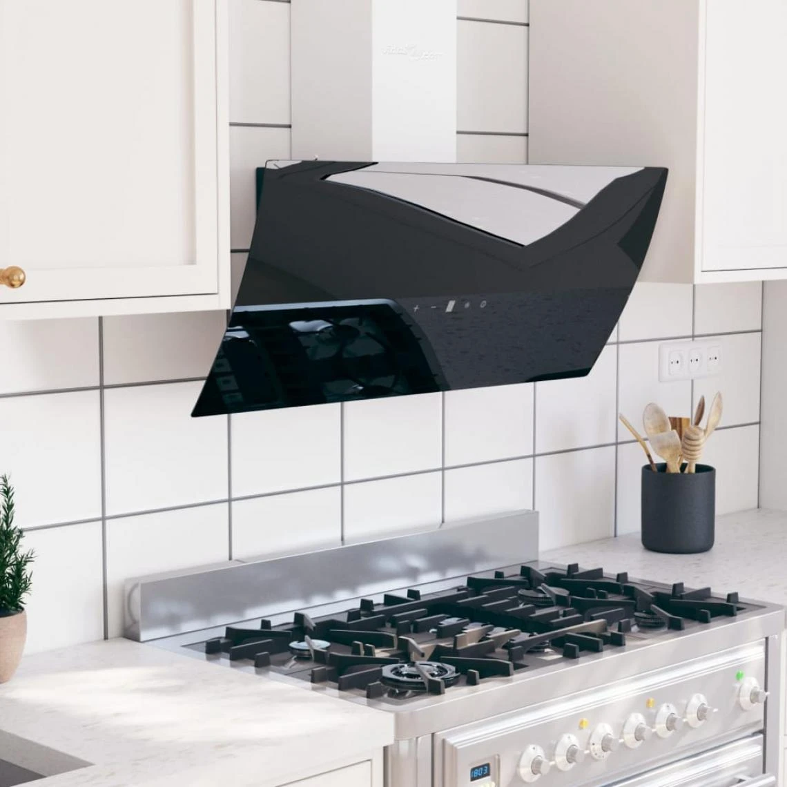 VidaXL Hotte Murale 90 Cm Acier Et Verre Trempé Noir